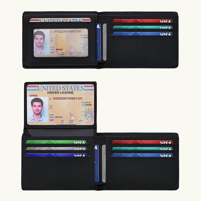 Tipmile Wallet for Men Slim RFID Blocking Credit Card Holder, Minimalist Men Wallets 12 Cards with 2 ID Windows & Cash Slot, Bifold Front Pocket Wallet Gifts for Men - Image 7