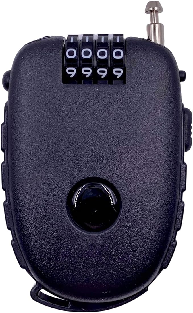 Bosvision Ultra-Secure 4-digit Combination Lock with 3 Feet Retractable Cable for Bike, Ski, Snowboard and Stroller | 4-Digit Cable Lock, Steel Retractable Cable (2.4mm diameter) for Ski, Bike, Scooter, Skate Board, Stroller, Pushchair by Bosvision