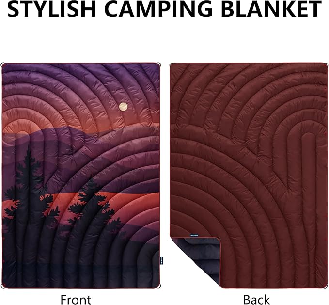 Puffy Camping Blanket,Large Camp Blanket Outdoor Camping Quilt Waterproof | Lightweight Printed Warm Packable Down Alternative Blanket for Camping,Traveling, Stadium, Hiking, Picnics - Image 5