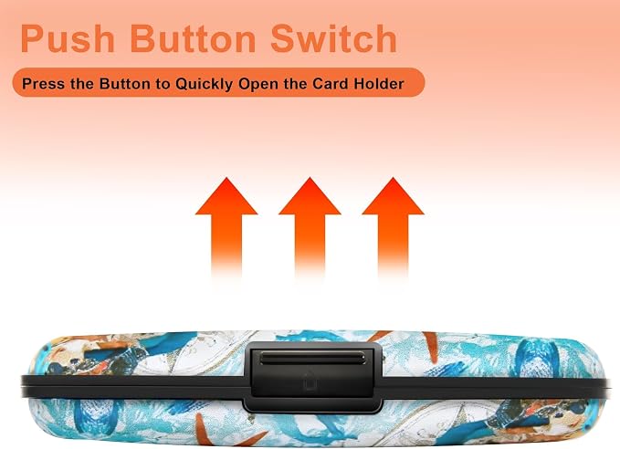 Mayski 2 Pack Credit Card Holder for Women RFID Blocking Wallet, Sea Turtle | Card Wallets for Women Small Mini Business Metal Accordion Aluminum Alloy Hard Case for Men - Image 6