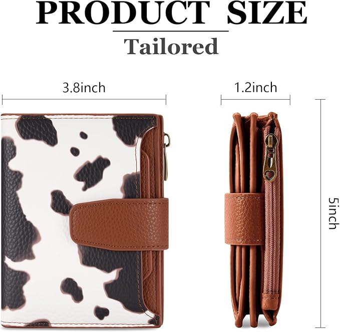 Small Wallet Women RFID Blocking Soft Leather Bifold Compact Card Holder Wallet for Women with Zipper Coin Pocket 4 ID Window - Image 3