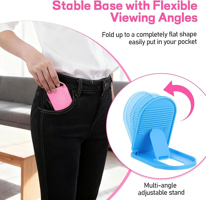 6PCS Foldable Phone Stand - Colorful Desk Office Cell Phone Holder, Mobile Tablet Holder for Airplane Headphone, Essential CellPhone Accessories, Portable Versatile Stand for Travel(6 Colors) - Image 4