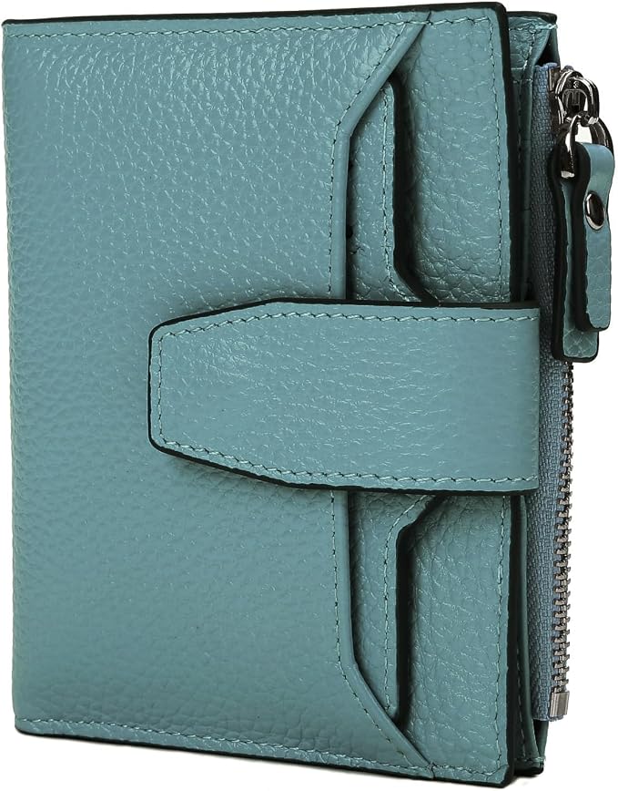 Women's RFID Blocking Leather Small Compact Bi-fold Zipper Pocket Wallet Card Case Purse with id Window - Image 6