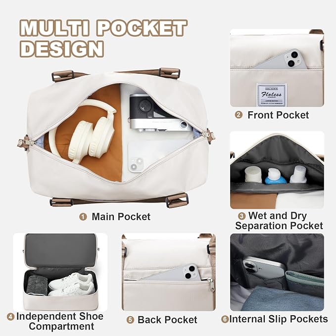 Travel Duffel Bag, Sports Tote Gym Bag, Shoulder Weekender Overnight Bag for Women - Image 8