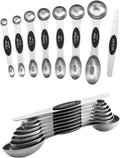 Spring Chef Stainless Steel 8 Magnetic Measuring Spoons Set, 2 Pack, Black | Dual Sided Metal Teaspoon & Tablespoon Measuring Spoons with Leveler for Dry & Liquid Ingredients, Nesting, Dishwasher Safe by SpringChef
