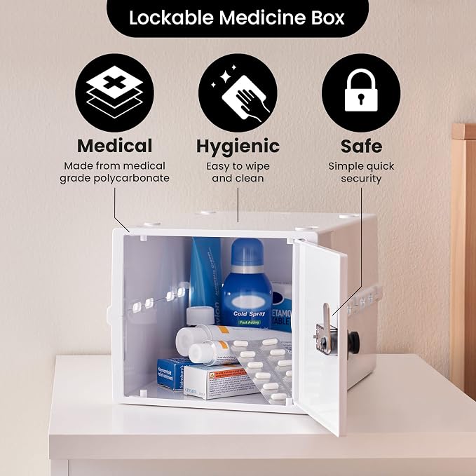 Lockabox One™ | Premium Lock Box | Medium Combination Lock Box For Food, Medicine & Home Safety | External Size 12 x 8 x 6.6 inches (Opal White) - Image 8