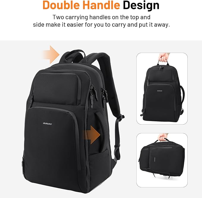 Oumurs Motorcycle Helmet Backpack for Long Travel with 30-40L Expandable Large Capacity Laptop Backpack Water-resistant Black 600D Polyester - Image 7