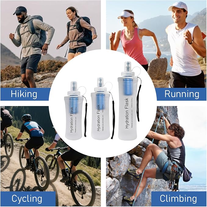 500ML Collapsible Water Bottle with Filter for Hiking, Camping & Travel - TPU Soft Flask, 0.1 Micrometer Hollow Fiber Membrane for Clearer, Better Tasting Outdoor Water(White) - Image 6