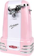Nostalgia Retro Electric Can Opener for Kitchen with Magnetic Lid Remover, Knife Sharpener, and Soda or Beer Bottle Opener, Pink by Nostalgia