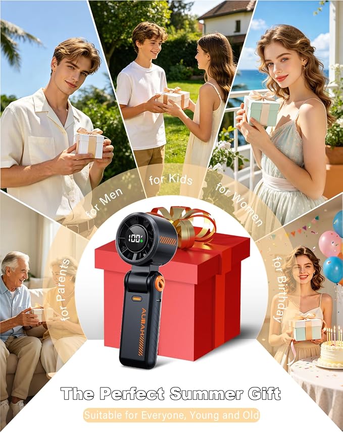 Portable Handheld Turbo Fan - 5 Speed Mini Personal Fan with Strong Airflow, Foldable 3 in 1 Rechargeable Battery Operated Trave Essentials Hand Fans for Indoor/Outdoor Use, Black - Image 8