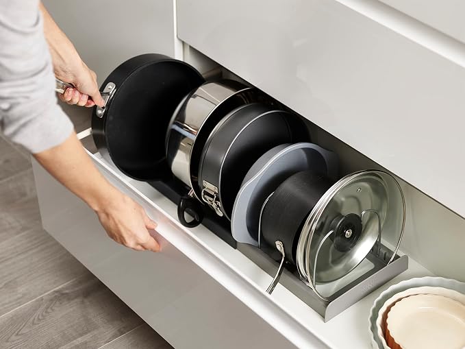 Joseph Joseph DrawerStore Expanding Cookware Organizer, Space saving storage for pan lids, baking trays - Grey - Image 4