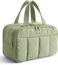 BAGSMART Travel Toiletry Bag, Puffy Large Toiletry Bag for Women, Lightweight Cosmetic Makeup Bag Organizer with Handle for Traveling, Accessories, Essentials, Toiletries (Green) by BAGSMART