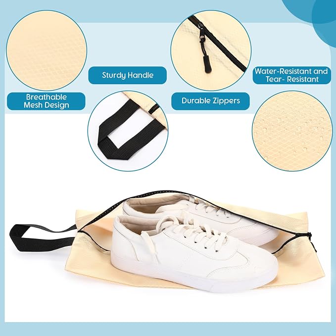 6 Pcs Travel Shoe Bags with Zipper Nylon Portable Waterproof Suitcase Shoe Organizer Packing for Golf(S,Pastel) - Image 3