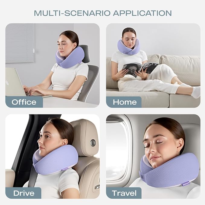 Skechers Women's Memory Foam Neck Pillow, Comfortable & Breathable Travel Pillow,Neck Pillow Airplane for Travel, Car Rides, Home, and Office Use, Ergonomic Design for Men and Women,Purple - Image 7