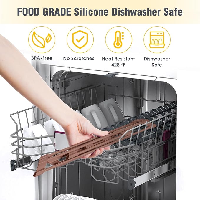 Tomorotec Triangle Roll Up Dish Drying Rack with Silicone Coating, Brown | 304 Stainless Steel with BPA-Free Silicone, Triangle Design Maximizes Sink Corner Space, Fits Compact Kitchens And RVs - Image 6