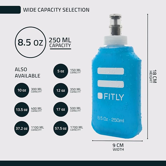 FITLY Soft Flask - Shrink As You Drink Soft Water Bottle for Hydration Pack - Folding Water Bottle Ideal for Running, Hiking, Cycling, Climbing & Rigorous Activity - Image 2