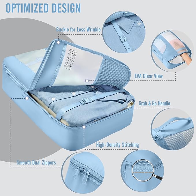Veken 10 Set Packing Cubes for Travel Essentials, Suitcase Organizer Bags in 4 Sizes, Carry-On Luggage Accessories with Laundry Bag, Airplane Must Have with 99-Count Mesh Holes - Image 4