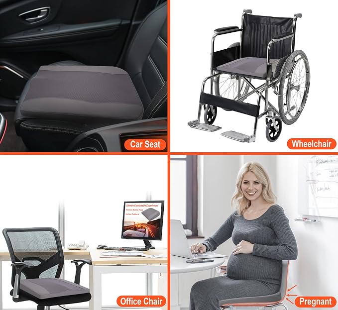 Lofty Aim Car Seat Cushion, Memory Foam Car Seat Cushions for Long Driving | Comfy Car Seat Pillow for Pain Relief, Driver Seat Cushion Adds Height, Butt Cushion for Car, Truck, Office Chair, Gray - Image 6
