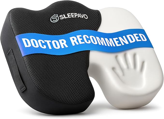 Office Chair Cushion - Seat Cushion for Tailbone Pain Relief - Butt Pillow for Coccyx, Sciatica, and Lower Back Pain - Orthopedic Chair Pad for Lumbar Support in Office Desk, Car, Airplane by Sleepavo
