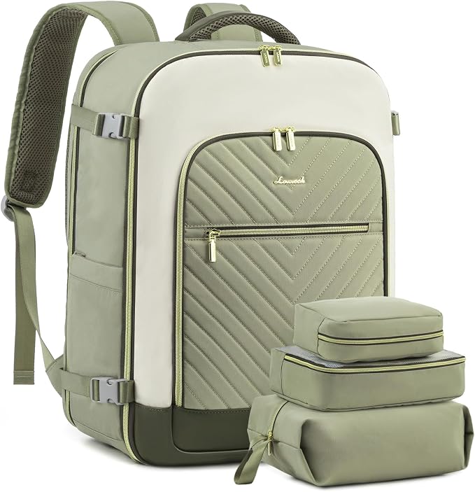 LOVEVOOK Large Travel Backpack for Women, TSA Carry on Backpack for Airplanes, 50L Personal Item Travel Bag for Women fits 17" Laptop,Waterproof Carry on Bag Airplane Approved with 3 Packing Cubes by LOVEVOOK