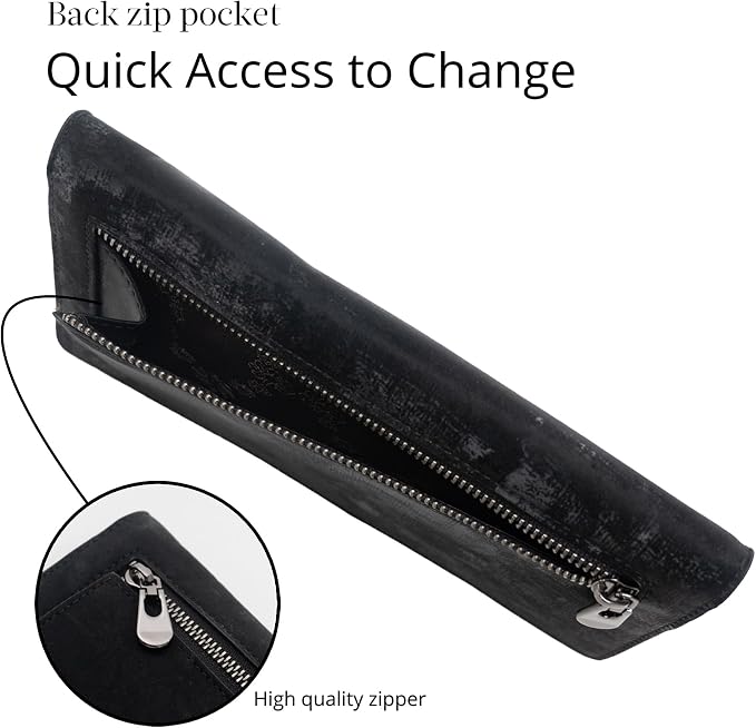 Bveyzi Ultra Slim Thin Leather RFID Blocking Credit Card Holder Bifold Clutch Wallets for Women - Image 5