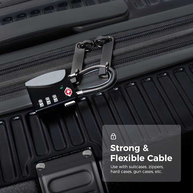 pack all TSA Approved Travel Luggage Locks, Resettable 3-Digit Code | Open Alert Indicator, Flexible Steel Cable, Zinc Alloy Body, Clear Number Dials, For Suitcase, Toolbox, Backpack, 1 Pack - Image 3