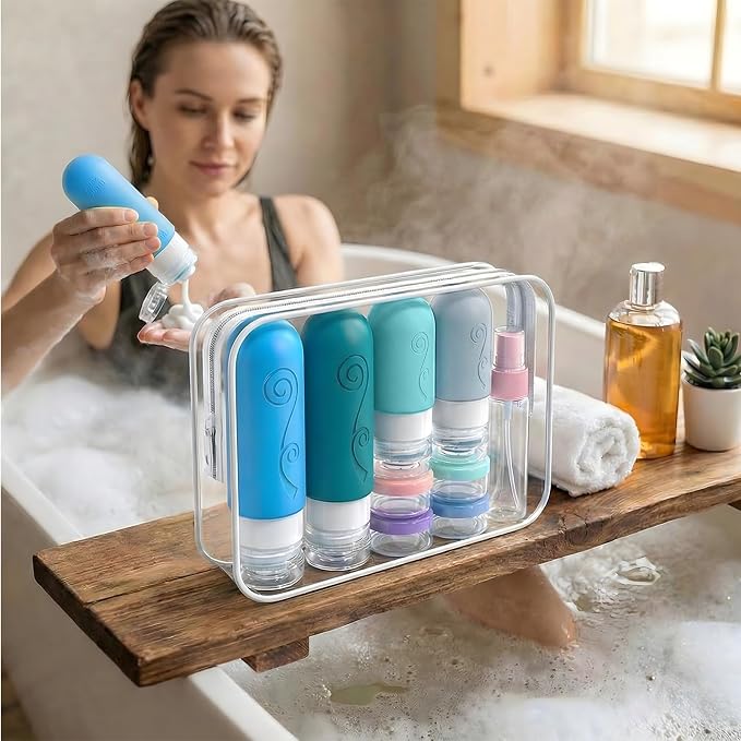vodvob 16 Pack Travel Bottles Set for Toiletries, TSA Approved Travel Containers Leak Proof Silicone Squeezable Travel Accessories 2oz 3oz for Shampoo Conditioner Lotion Body Wash (BPA Free) (blue) - Image 3