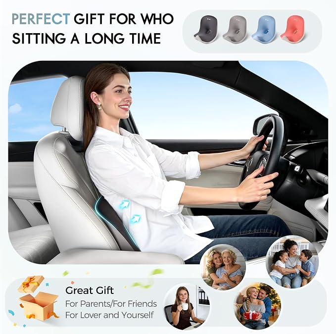 Car Seat Cushion and Lumbar Support Pillow, Larger Memory Foam Seat Cushion, Ergonomic L-Shaped Design Cushion for Back Pain Relief, Non-Slip Driving Cushion for Car, Office, Truck, Wheelchair-Black - Image 6