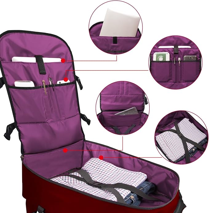 Underseat Carry-On Backpack Luggage, 15-inch Laptop Lightweight Backpack with trolley strap, Travel Commute Gym Sport, 17L Red Wine - Image 3