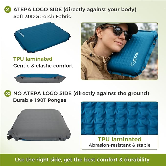 ATEPA Inflatable Seat Cushion | 2" & 2.5" Foam Core Seat Pad, Self Inflating, Compact, Stadium, Airplane, Travel, Camping, Hiking, Sports events - Image 7