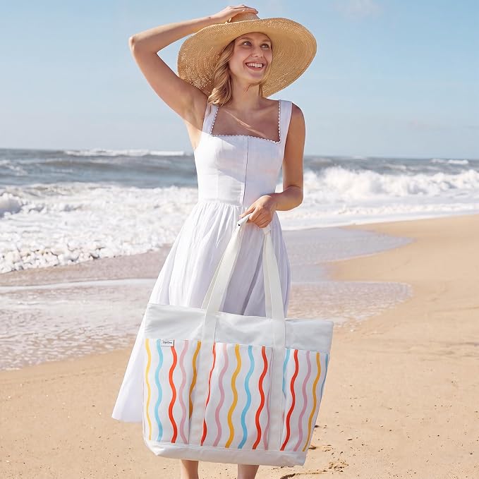 G4Free Beach Bag, Waterproof Beach Tote Pool Bags for Women | Compatible with Cup, Large Capacity Sandproof Foldable for Weekender Travel Swim - Image 2