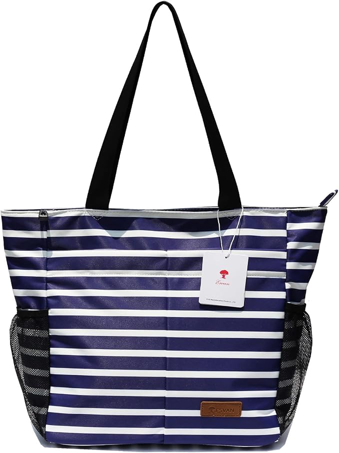 ESVAN Original Floral Tote Bag Large Shoulder Bag with Multi Pockets for Gym Travel Beach Daily Bags - Image 4