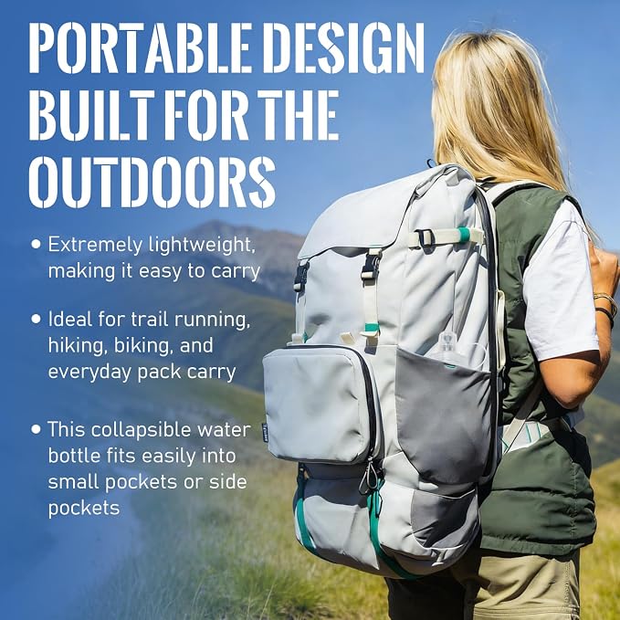 500ML Collapsible Water Bottle with Filter for Hiking, Camping & Travel - TPU Soft Flask, 0.1 Micrometer Hollow Fiber Membrane for Clearer, Better Tasting Outdoor Water(White) - Image 3