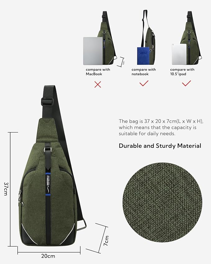 WATERFLY Medium Crossbody Sling Backpack Anti Theft Backpack for Traveling Chest Shoulder Bag - Image 2