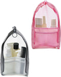 2 Pack EVA Mesh Toiletry Bag - Standing & Foldable Travel Toothbrush Storage, Waterproof and Portable for Camping, Outdoor Activities, Home Storage, Gifts for Women, Men, Travelers (Grey+Pink) by Unknown