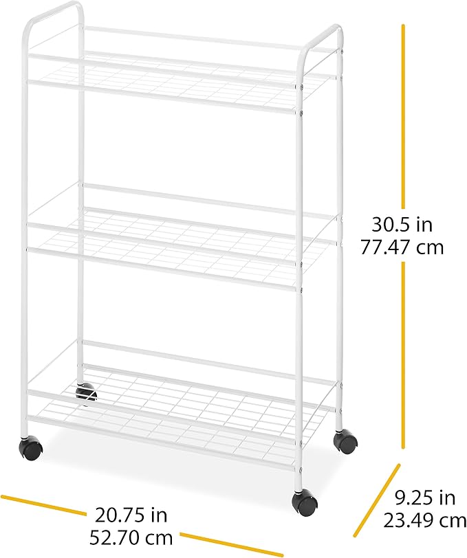 Whitmor Slim Rolling Household Cart - White 30.50 x 9.25 x 20.75 - Image 4