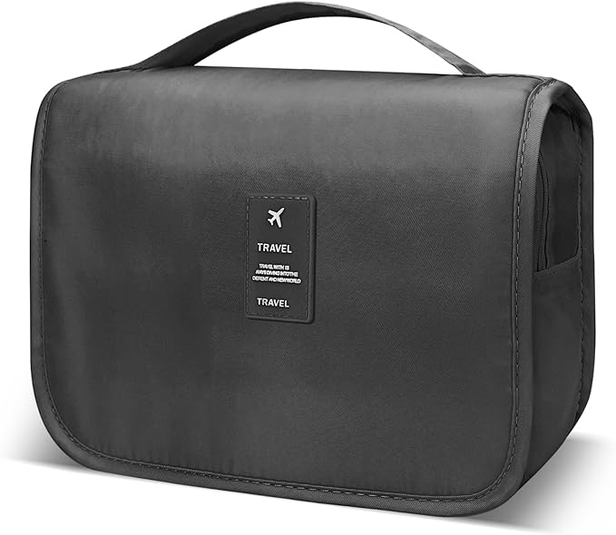 Lcsmaokin Large Capacity Travel Toiletry Bag with Hanging Hook for Men and Women Waterproof Travel Bathroom Storage Bag for Brushes Set,Mens Bathroom Bag Accessories-Black by Lcsmaokin