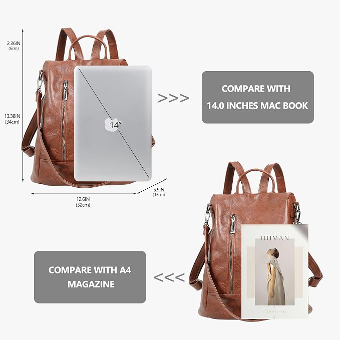 Women Backpack Purse PU Leather Anti-theft Casual Shoulder Bag Fashion Ladies Satchel Bags - Image 5