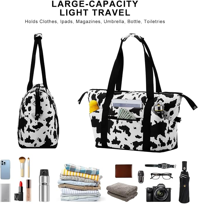 Expandable Duffel Bag for Women with Trolley Sleeve/Wet Pocket Weekender Travel Tote Large Carry On Overnight Luggage - Image 7