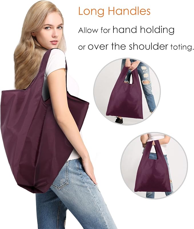 BeeGreen Burgundy Reusable Shopping Bags Wholesale Wine Red Reusable Grocery Bags Bulk Foldable-Machine Washable with Zipper Storage Pouch 20 Pieces - Image 3