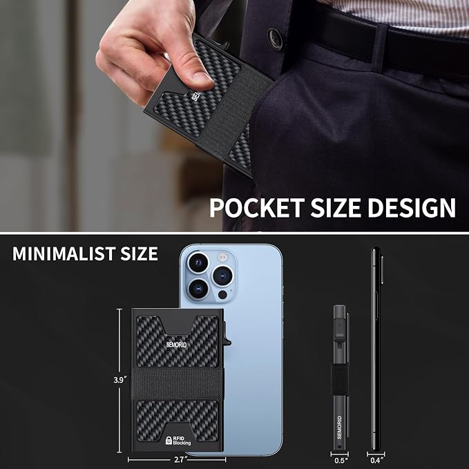 SEMORID Slim Wallet for Men, Minimalist RFID Blocking Mens Wallet with Pop Up Case, Thin Metal Credit Card Holder with Cash Strap & Expandable Backplate - Holds 12 Cards | Durable Expandable Backplate Compact Smart Metal Pop Up Wallet Front Pocket Hold... - Image 5