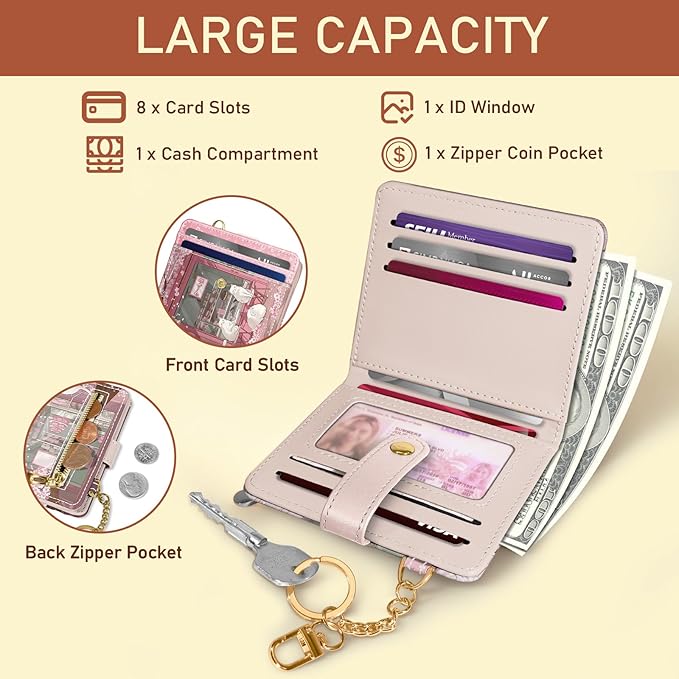 Jogjam Cute Kawaii Cats Rfid Women Wallet, Small Slim Credit Card Holder | PU Leather Bifold Cash Zipper Coin Pocket ID Window, for Female Ladies Teen Girls Girly Gifts - Image 4