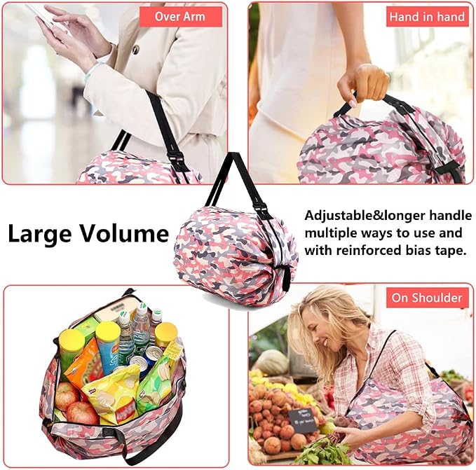 Reusable Shopping Bags, Foldable Grocery Storage Tote, Waterproof Oxford Cloth Bag for Shop, Large Durable Heavy Duty - Image 4