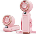 SWEETFULL Portable Handheld Turbo Fan - Portable Fans Rechargeable, 5000mAh, 180° Adjustable, 5 Speed Wind, Digital Display Electric Personal Hand Fan Quiet, Travel Essentials, Beach Vacation (Pink) by SWEETFULL