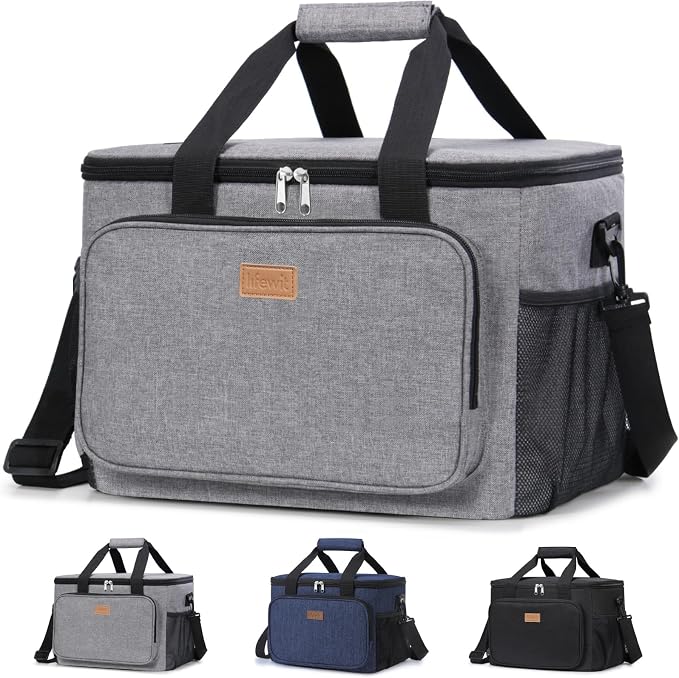 Lifewit Medium Lunch Bag Insulated Lunch Box Soft Cooler Cooling Tote for Adult Men Women, Gray 48-Can (33L) by Lifewit