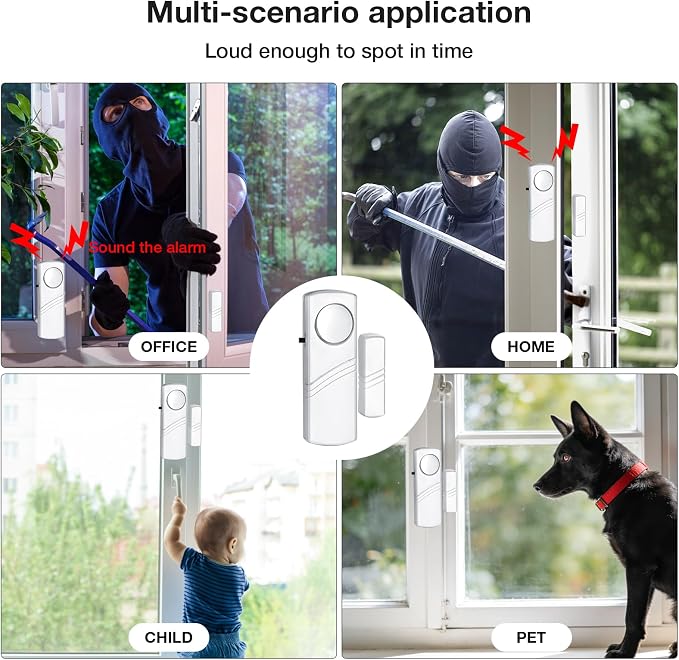 PLOJOP Security Window Door Alarm, Portable 90dB Wireless Sensor for Home & Travel Security, Easy DIY Installation, No Tools Needed (Battery Not Included) - Image 3