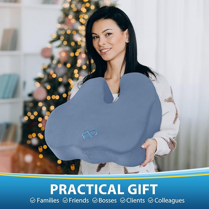BlissTrends Thick Seat Cushion for Office Chair & Car Seat, XL, LightBlue | 5.2in Memory Foam with Removable Velvet Cover, Ergonomic Tailbone & Sciatica Support for Pressure Relief and Long Sitting - Image 7
