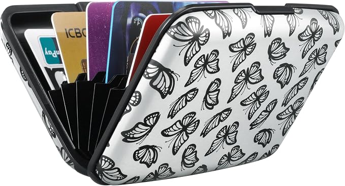 RFID Aluminum Wallet Credit Card Protector Case Holder for Men Women | Mini RFID Aluminum Wallet Credit Cards Holder Business Card Case Metal ID Case for Men Women(Little Butterflies) - Image 6
