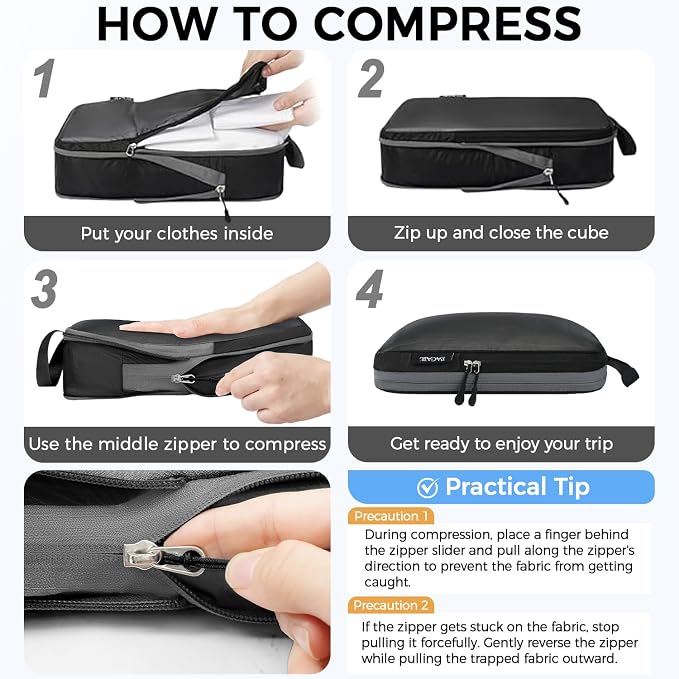 BAGAIL 6 Set Ultralight Compression Packing Cubes Packing Organizer for Travel Accessories Luggage Suitcase Backpack - Image 3