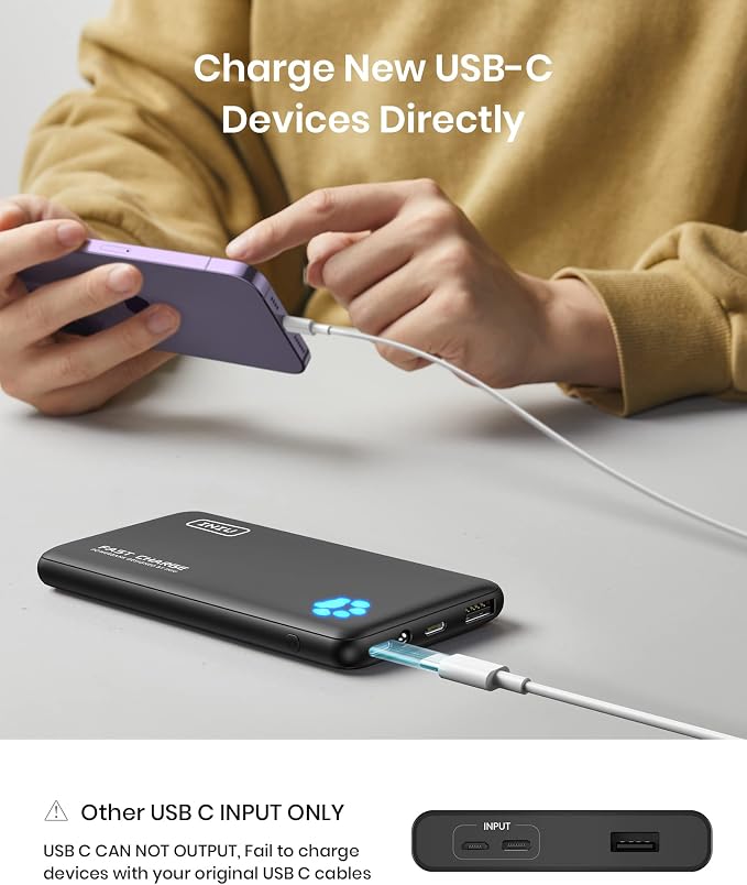 INIU Portable Charger, Slimmest 10000mAh Fast Charging USB C Power Bank | USB-C Cable, Flight-Safe, Travel Essentials, Flashlight, for iPhone 17 16 15 Pro Max Air, Samsung S26, S25, Google etc - Image 3